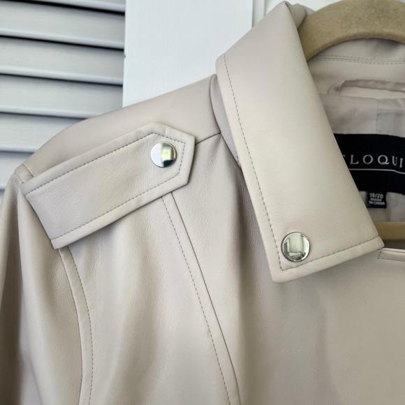 Eloquii Plus Size Faux Leather Moto Jacket Cropped in Bone Sz 18/20 - Picture 7 of 13